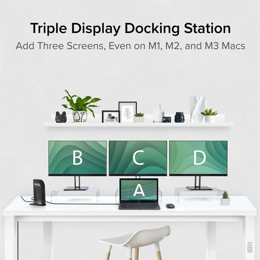 Alternate-Image2 Image for Plugable 13-in-1 USB-C Triple Monitor Docking Station with 100W Charging, Compatible with Windows, Mac, and Chrome with Thunderbolt 3 / 4 or USB-C