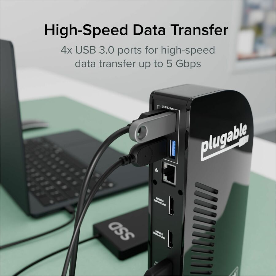 Alternate-Image5 Image for Plugable 13-in-1 USB-C Triple Monitor Docking Station with 100W Charging, Compatible with Windows, Mac, and Chrome with Thunderbolt 3 / 4 or USB-C