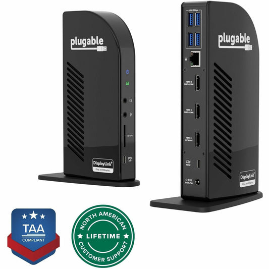 Main Image for Plugable 13-in-1 USB-C Triple Monitor Docking Station with 100W Charging, Compatible with Windows, Mac, and Chrome with Thunderbolt 3 / 4 or USB-C