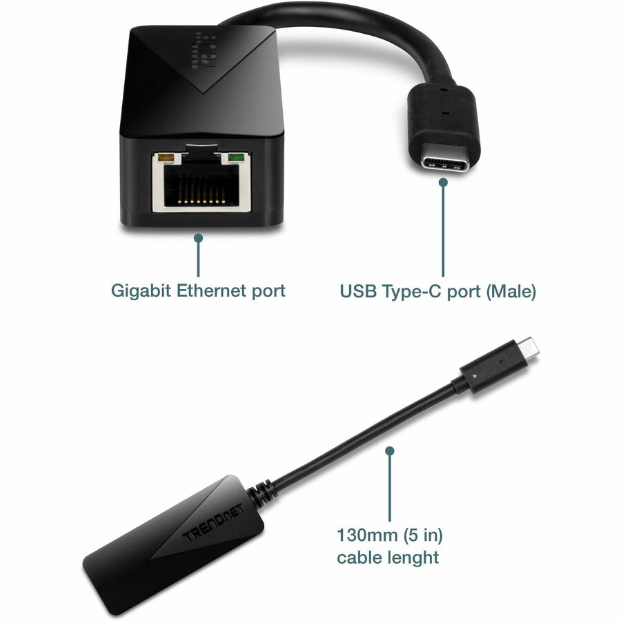Alternate-Image4 Image for TRENDnet USB Type-C to Gigabit Ethernet LAN Wired Network Adapter, Windows & Mac Compatible, Nintendo Switch, USB-C to Gigabit Ethernet Adapter, Black, TUC-ETG