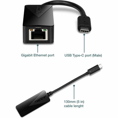 Alternate-Image4 Image for TRENDnet USB Type-C to Gigabit Ethernet LAN Wired Network Adapter, Windows & Mac Compatible, Nintendo Switch, USB-C to Gigabit Ethernet Adapter, Black, TUC-ETG
