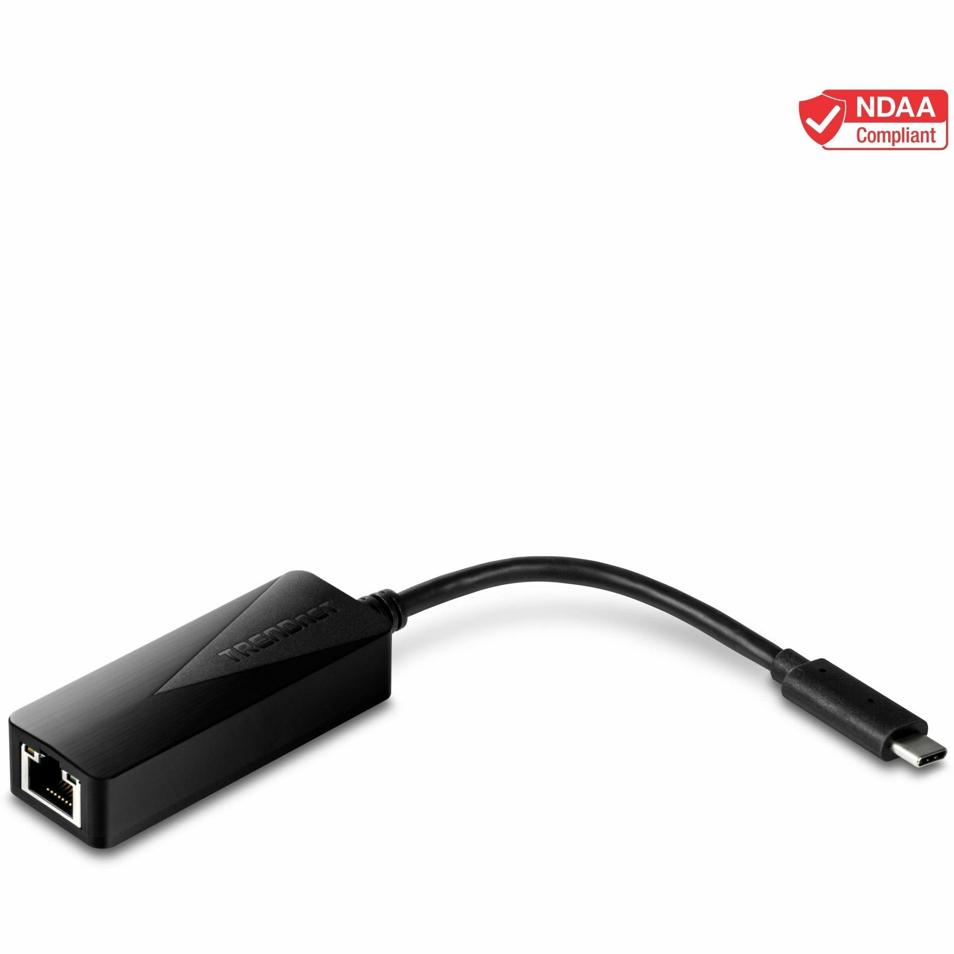 Main Image for TRENDnet USB Type-C to Gigabit Ethernet LAN Wired Network Adapter, Windows & Mac Compatible, Nintendo Switch, USB-C to Gigabit Ethernet Adapter, Black, TUC-ETG