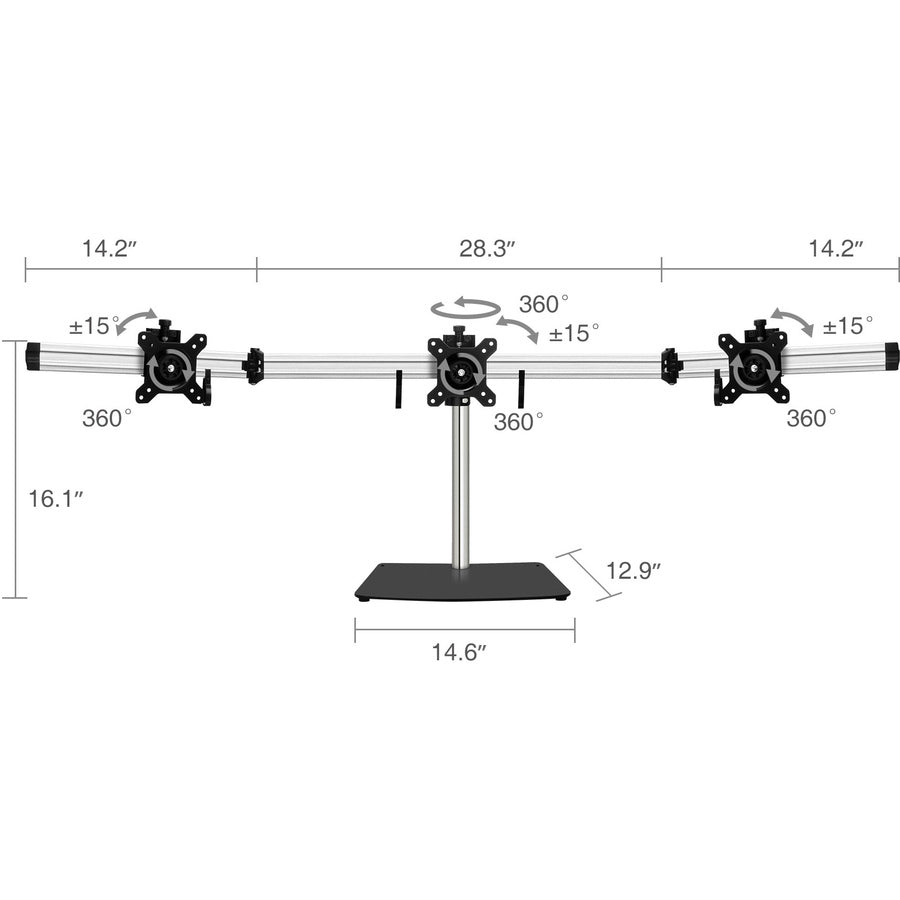 Alternate-Image6 Image for SIIG Premium Aluminum Freestanding Triple Monitor desk stand - 13" to 27" - Max Load 17.6 lbs each