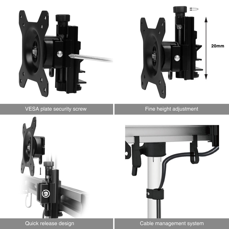 Alternate-Image4 Image for SIIG Premium Aluminum Freestanding Triple Monitor desk stand - 13" to 27" - Max Load 17.6 lbs each