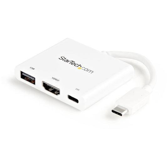 Main Image for StarTech.com USB C Multiport Adapter with HDMI 4K & 1x USB 3.0 - PD - Mac & Windows - White USB Type C All in One Video Adapter