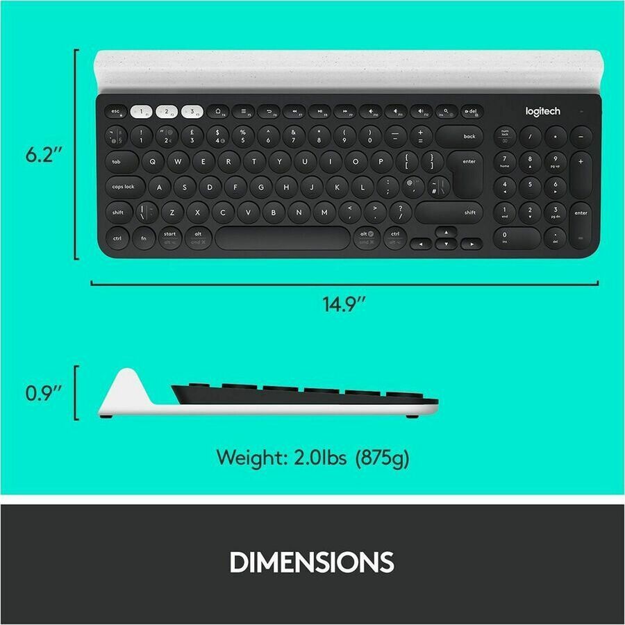 Alternate-Image5 Image for Logitech K780 Multi-Device Wireless Keyboard for Windows, Wireless 2.4GHz, Bluetooth, Smartphone and Tablet Cradle