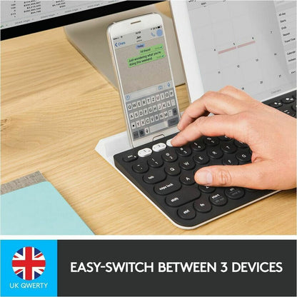 Alternate-Image1 Image for Logitech K780 Multi-Device Wireless Keyboard for Windows, Wireless 2.4GHz, Bluetooth, Smartphone and Tablet Cradle