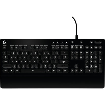 Top Image for Logitech G213 Prodigy Gaming Keyboard - Wired RGB Backlit Keyboard with Mech-dome Keys, Palm Rest, Adjustable Feet, Media Controls, USB, Compatible with Windows