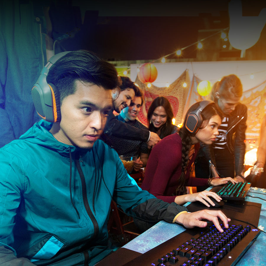 Life-Style Image for Logitech G213 Prodigy Gaming Keyboard - Wired RGB Backlit Keyboard with Mech-dome Keys, Palm Rest, Adjustable Feet, Media Controls, USB, Compatible with Windows