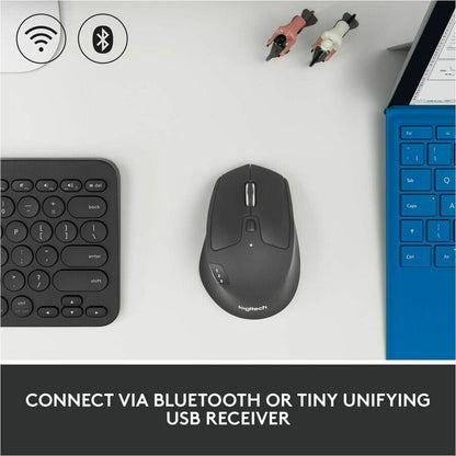 Alternate-Image4 Image for Logitech M720 Triathlon Multi-Device Wireless Mouse, Bluetooth, USB Unifying Receiver, 1000 DPI, 8 Buttons, Black
