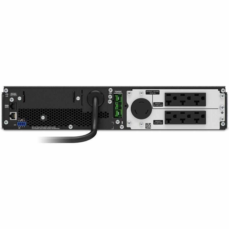 Rear Image for APC Smart-UPS On-Line, 2200VA, Rackmount 2U, 120V, 6x 5-20R+1x L5-20R NEMA outlets, SmartSlot, Extended runtime, W/ rail kit