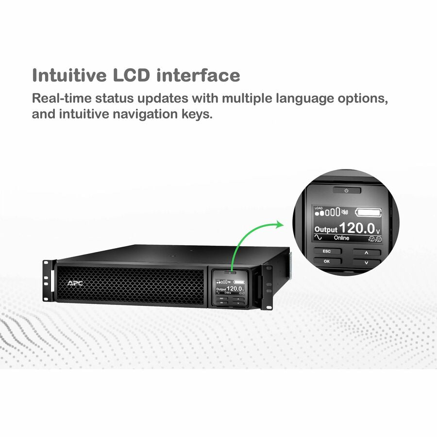 Alternate-Image3 Image for APC Smart-UPS On-Line, 2200VA, Rackmount 2U, 120V, 6x 5-20R+1x L5-20R NEMA outlets, Network Card, Extended runtime, W/ rail kit