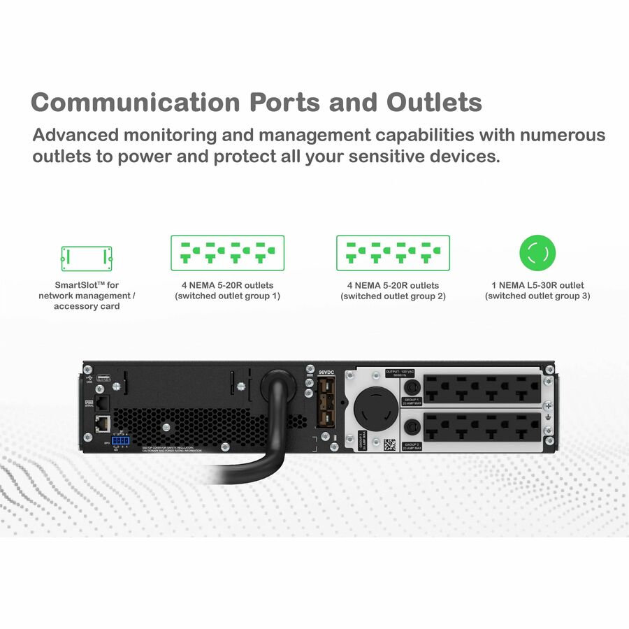 Alternate-Image2 Image for APC Smart-UPS On-Line, 3kVA, Rackmount 2U, 120V, 8x 5-20R+1x L5-30R NEMA outlets, SmartSlot, Extended runtime, W/ rail kit