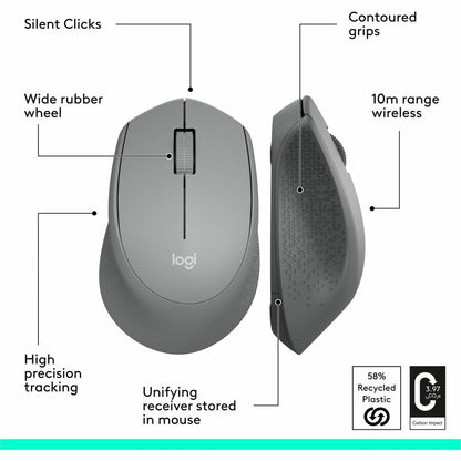 Alternate-Image6 Image for Logitech M330 SILENT PLUS Wireless Mouse, 2.4GHz with USB Receiver, Optical Tracking, Quiet & Lightweight, Gray