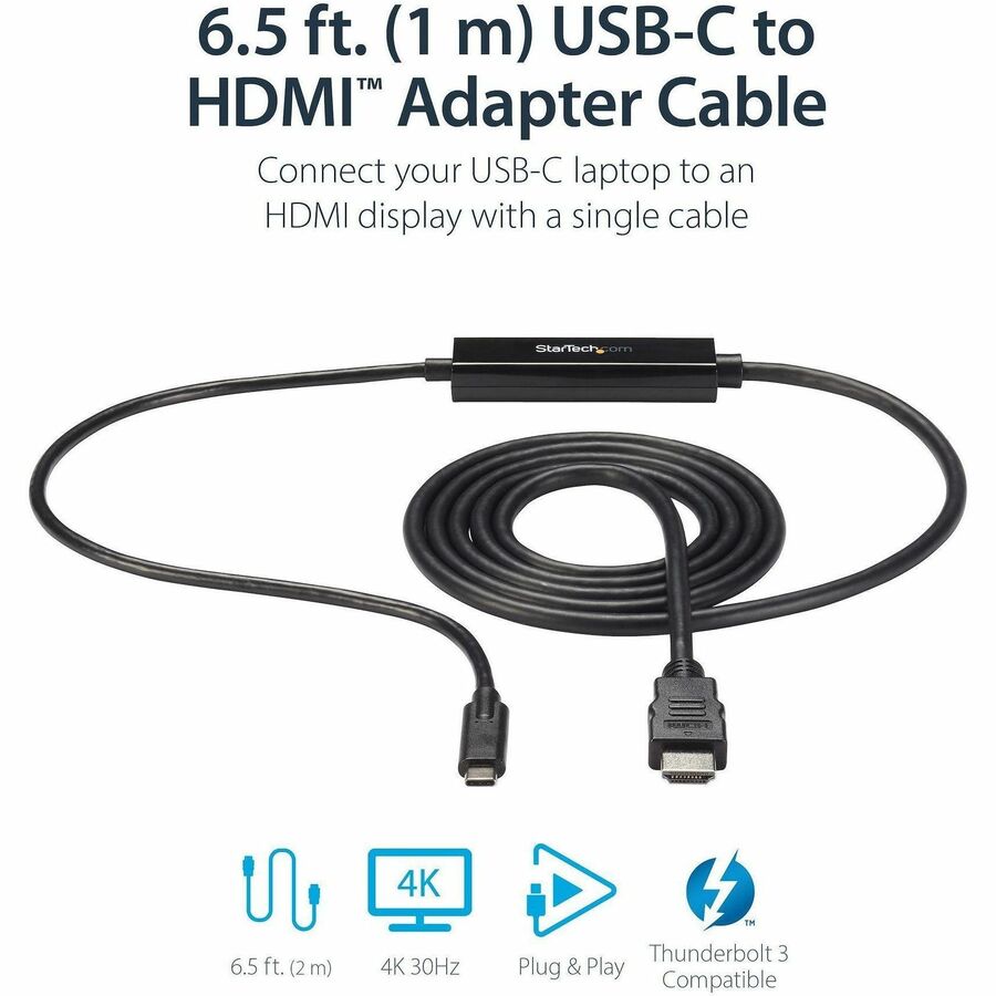 Alternate-Image1 Image for StarTech.com USB C to HDMI Cable - 3 ft / 1m - USB-C to HDMI 4K 60Hz - USB Type C to HDMI - Computer Monitor Cable