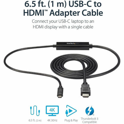 Alternate-Image1 Image for StarTech.com USB C to HDMI Cable - 3 ft / 1m - USB-C to HDMI 4K 60Hz - USB Type C to HDMI - Computer Monitor Cable