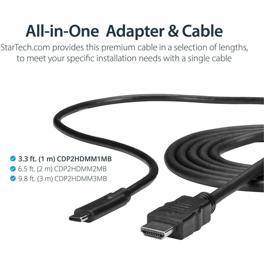 Alternate-Image2 Image for StarTech.com USB C to HDMI Cable - 3 ft / 1m - USB-C to HDMI 4K 60Hz - USB Type C to HDMI - Computer Monitor Cable