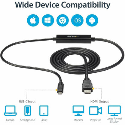 Alternate-Image4 Image for StarTech.com USB C to HDMI Cable - 6 ft / 2m - USB-C to HDMI 4K 60Hz - USB Type C to HDMI - Computer Monitor Cable