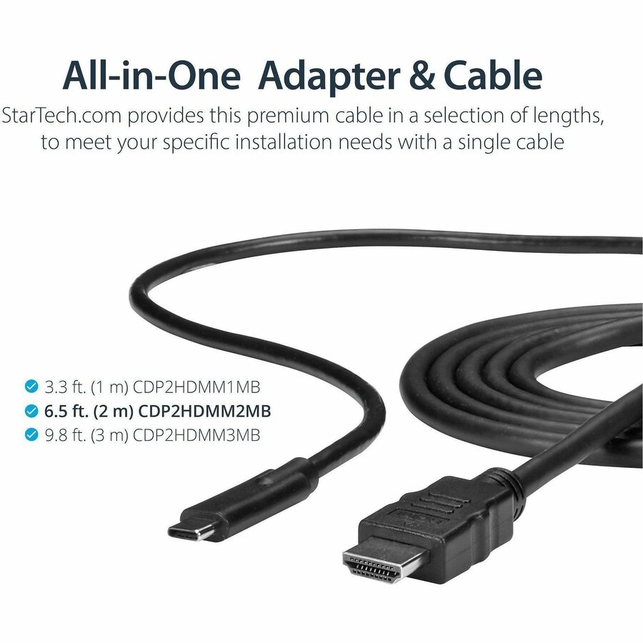 Alternate-Image2 Image for StarTech.com USB C to HDMI Cable - 6 ft / 2m - USB-C to HDMI 4K 60Hz - USB Type C to HDMI - Computer Monitor Cable