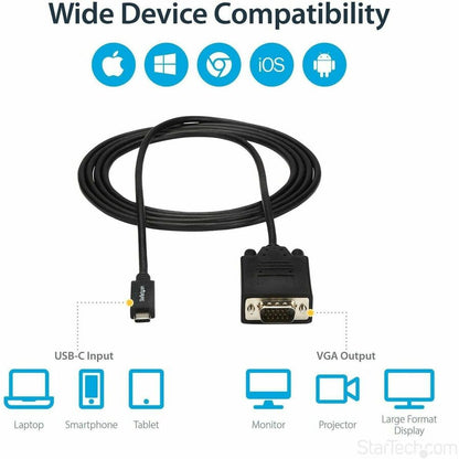 Alternate-Image4 Image for StarTech.com 6ft/2m USB C to VGA Cable - 1920x1200/1080p USB Type C DP Alt Mode to VGA Video Monitor Adapter Cable -Works w/ Thunderbolt 3