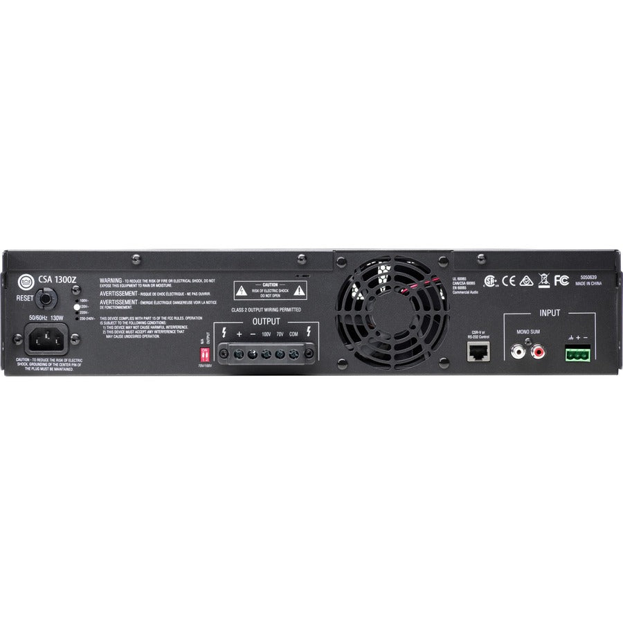 Rear Image for JBL Commercial Commercial 1300Z Amplifier - 300 W RMS - 1 Channel