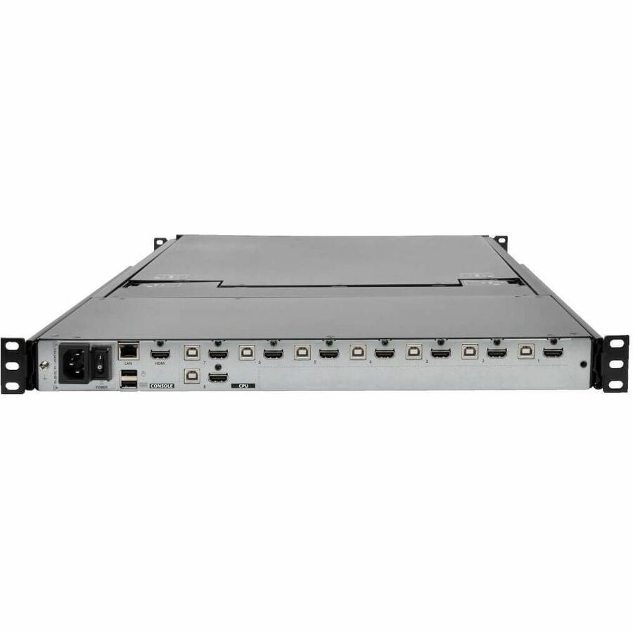 Alternate-Image1 Image for Eaton Tripp Lite Series NetDirector 8-Port 1U Rack-Mount Console HDMI KVM Switch with 17 in. LCD and IP Remote Access, Dual Rail, TAA