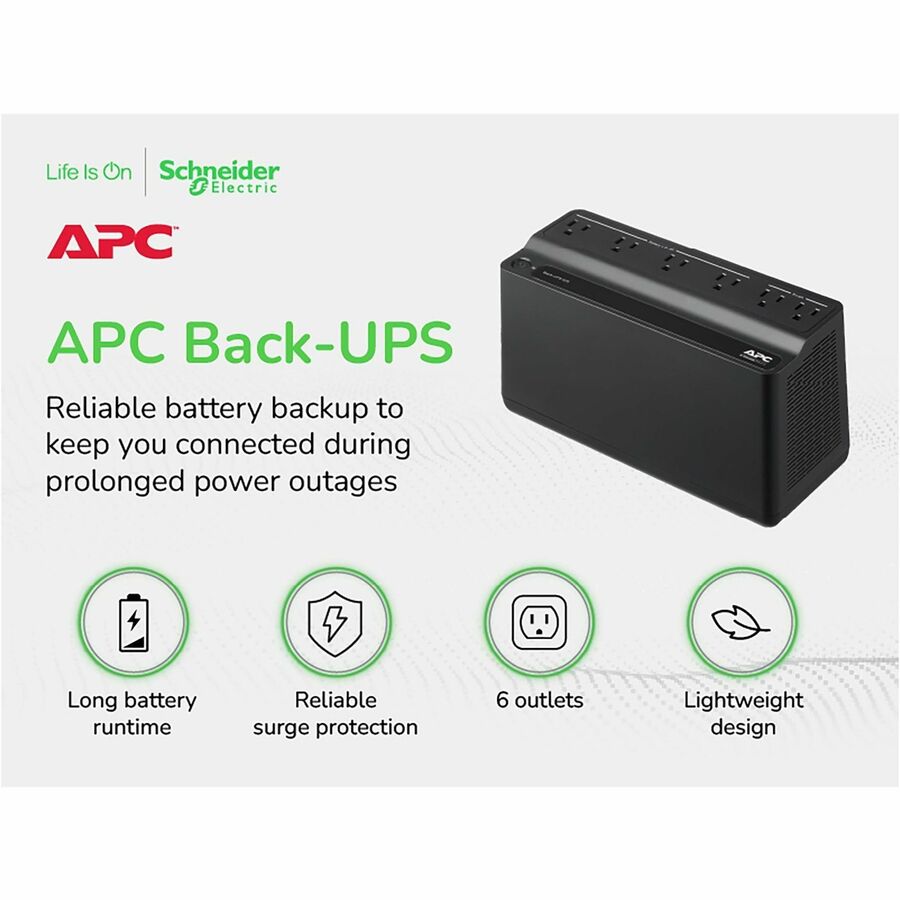 Alternate-Image1 Image for APC Back-UPS 425VA, 120V, 6 NEMA outlets (2 surge), Battery not user replaceable