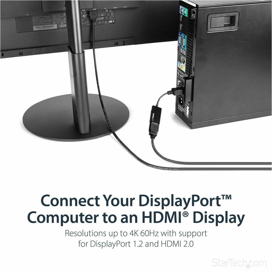 Alternate-Image1 Image for StarTech.com DisplayPort to HDMI Adapter, 4K 60Hz Active DP 1.4 to HDMI 2.0 Video Converter for Monitor/Display, Latching DP Connector