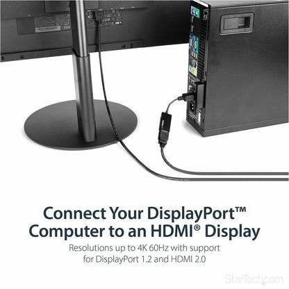 Alternate-Image1 Image for StarTech.com DisplayPort to HDMI Adapter, 4K 60Hz Active DP 1.4 to HDMI 2.0 Video Converter for Monitor/Display, Latching DP Connector