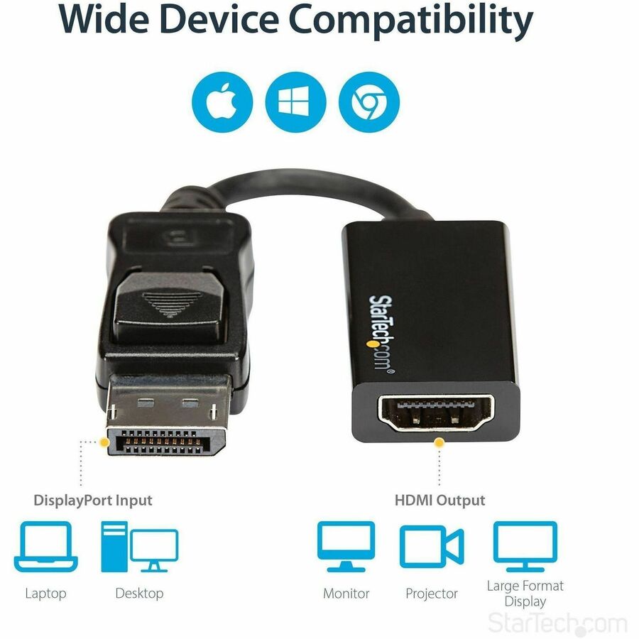 Alternate-Image4 Image for StarTech.com DisplayPort to HDMI Adapter, 4K 60Hz Active DP 1.4 to HDMI 2.0 Video Converter for Monitor/Display, Latching DP Connector