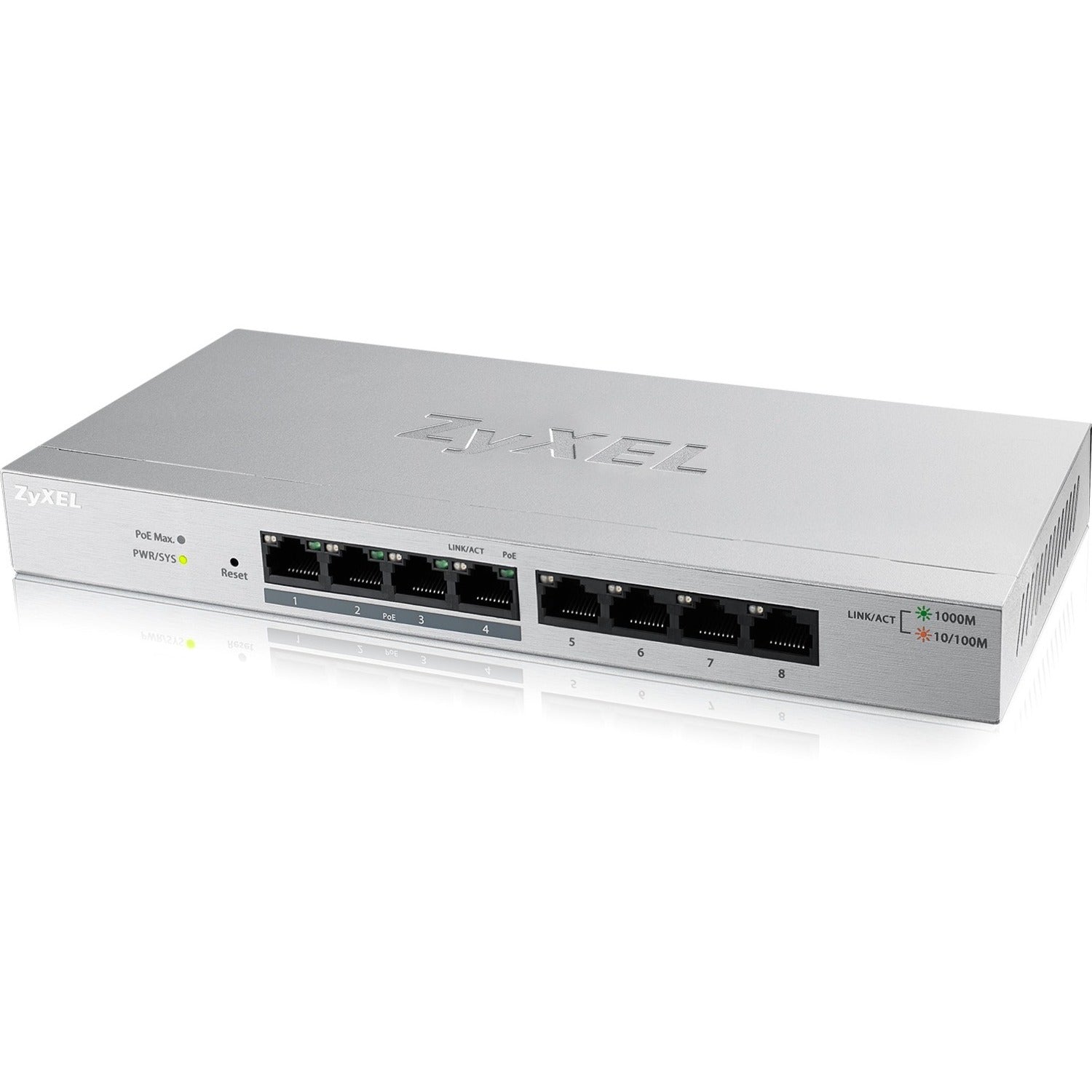 Main Image for Zyxel 8-Port Gigabit Ethernet Web Managed POE+ Switch | 4 x PoE+ @ 60W | VLAN Support | Metal Case | Desktop or Wall-Mount | Fanless |Lifetime Warranty | QoS | Ethernet Splitter | GS1200-8HPv2