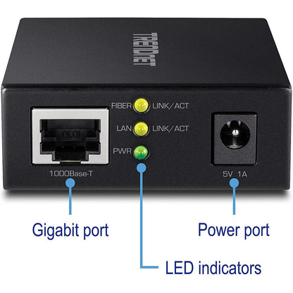 Alternate-Image3 Image for TRENDnet 1000BASE-T to SFP Fiber Media Converter; Gigabit Ethernet to SFP Media Converter; 4Gbps Switching Capactiy; TFC-GSFP