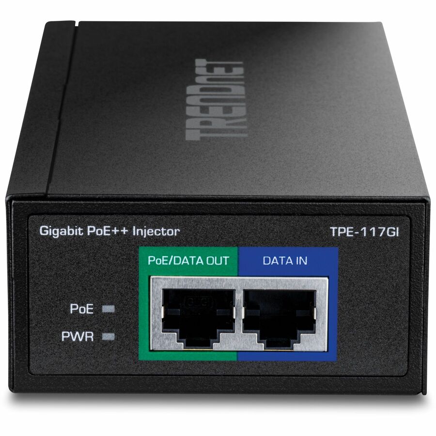 Alternate-Image3 Image for TRENDnet Gigabit PoE++ Injector, Supplies PoE (15.4W), PoE+ (30W), or PoE++ (60W), Network A PoE Device Up To 100m(328 ft), Supports IEEE 802.3af,802.at, Plug & Play, Black, TPE-117GI
