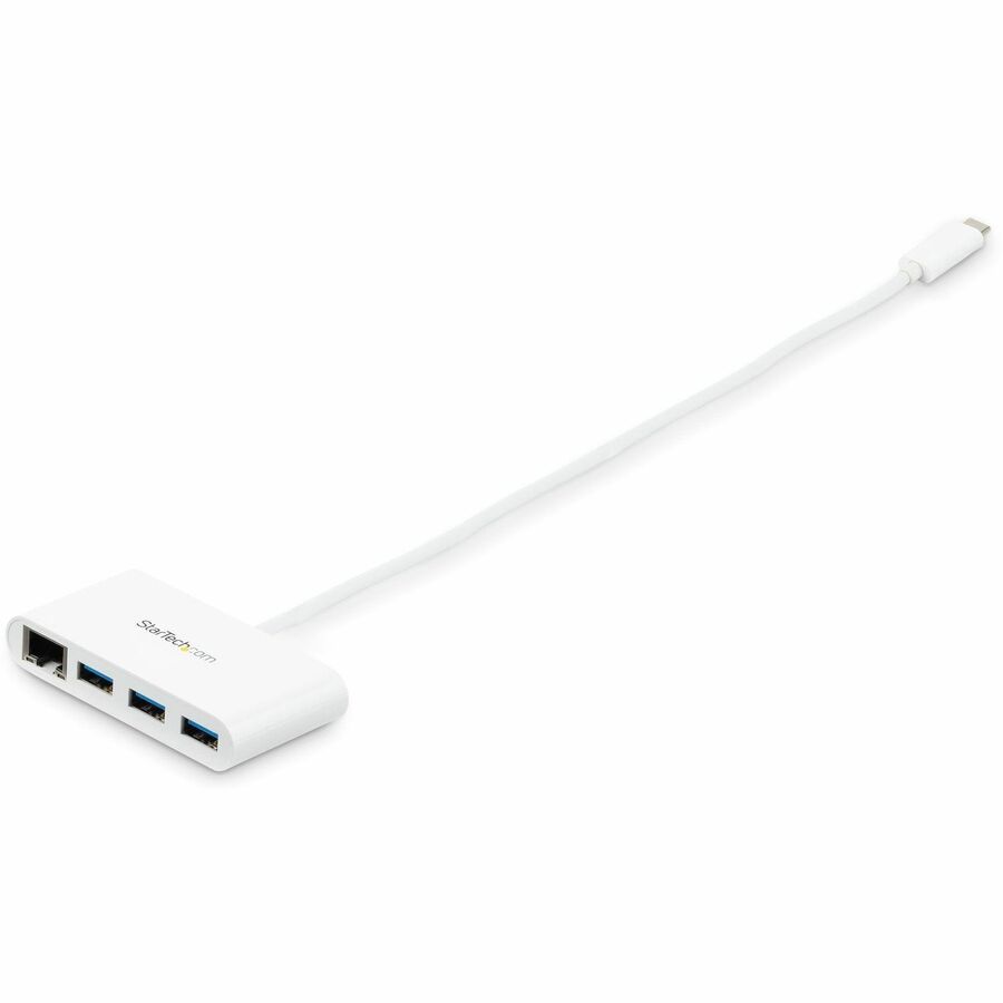Alternate-Image2 Image for StarTech 3 Port USB C Hub with Gigabit Ethernet - USB-C to 3x USB-A - USB 3.0 - White - USB Hub with GbE - USB-C to USB Adapter - USB Type C Hub