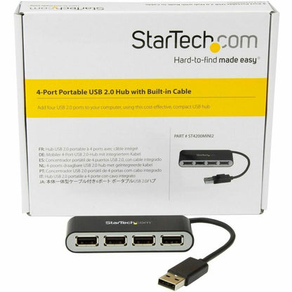 Alternate-Image4 Image for StarTech.com 4 Port USB Hub 4 x USB 2.0 port ? Bus Powered ? USB Adapter? USB Splitter? Multi Port USB Hub? USB 2.0 Hub