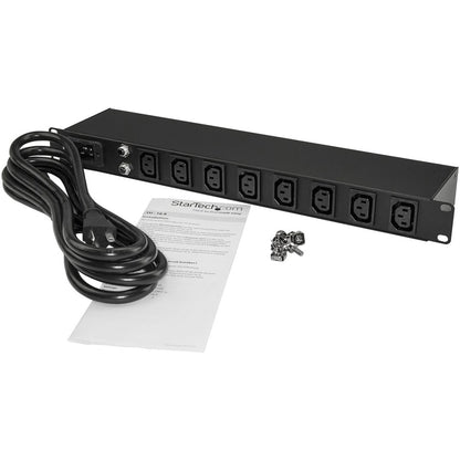 Left Image for StarTech 1U 19" 8 Port Rack Mount PDU, IEC C13 Socket Rackmount Power Supply/ Strip, Horizontal Server Rack PDU 16A 240V