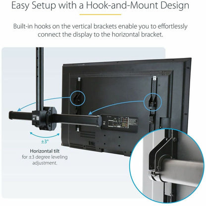 Alternate-Image5 Image for StarTech TV Ceiling Mount, Full-Motion Hanging Single Screen Vesa Mount for 32"-75" TVs / Displays - Height Adjustable Telescopic Pole