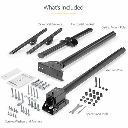 Alternate-Image6 Image for StarTech TV Ceiling Mount, Full-Motion Hanging Single Screen Vesa Mount for 32"-75" TVs / Displays - Height Adjustable Telescopic Pole