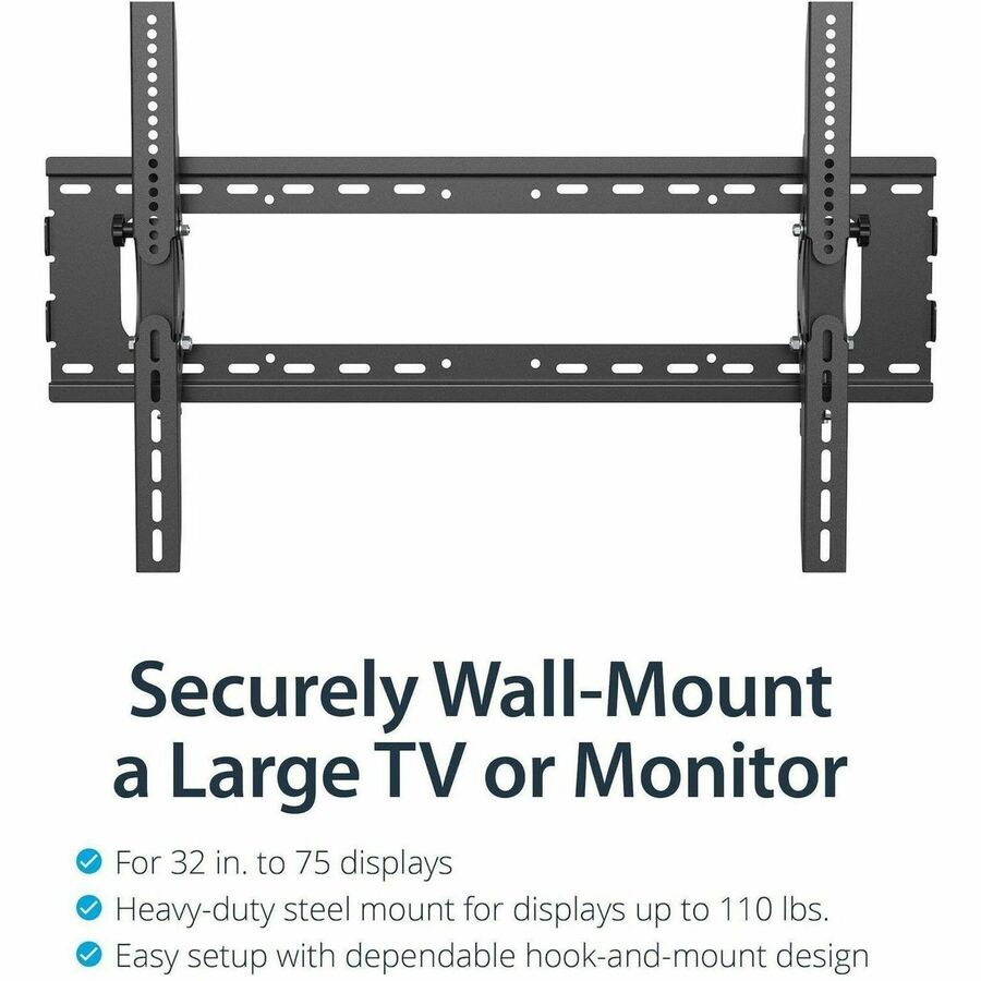 Alternate-Image2 Image for StarTech.com Flat Screen TV Wall Mount - Tilting - For 32" to 75" TVs - Steel - VESA TV Mount - Monitor Wall Mount
