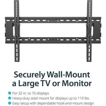 Alternate-Image2 Image for StarTech.com Flat Screen TV Wall Mount - Tilting - For 32" to 75" TVs - Steel - VESA TV Mount - Monitor Wall Mount