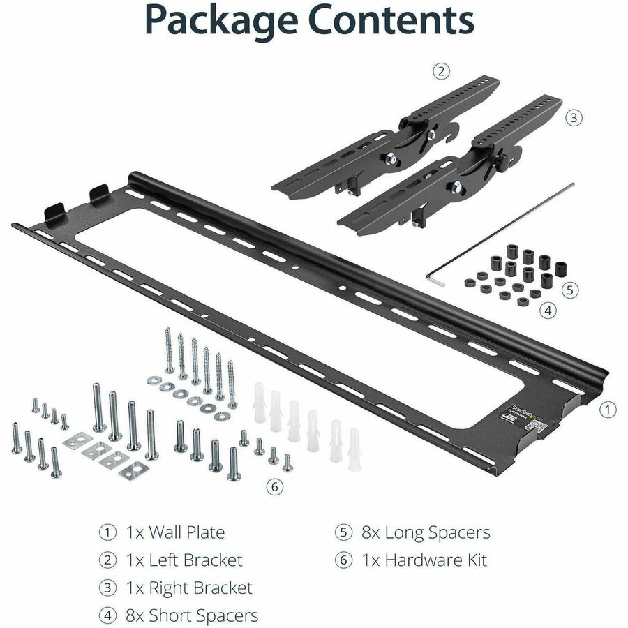 Alternate-Image6 Image for StarTech.com Flat Screen TV Wall Mount - Tilting - For 32" to 75" TVs - Steel - VESA TV Mount - Monitor Wall Mount