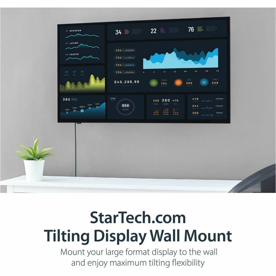 Alternate-Image1 Image for StarTech.com Flat Screen TV Wall Mount - Tilting - For 32" to 75" TVs - Steel - VESA TV Mount - Monitor Wall Mount
