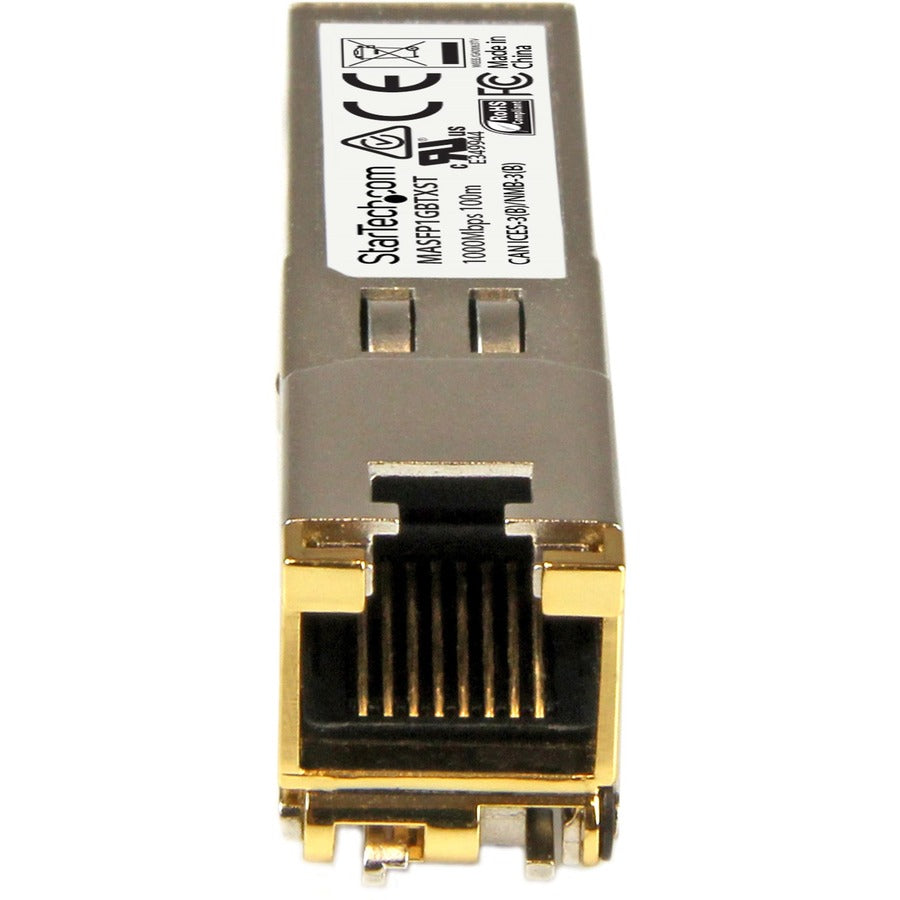Alternate-Image1 Image for StarTech.com Cisco Meraki MA-SFP-1GB-TX Compatible SFP Module - 1000BASE-T - 10/100/1000 Mbps SFP to RJ45 Cat6/Cat5e Transceiver - 100m