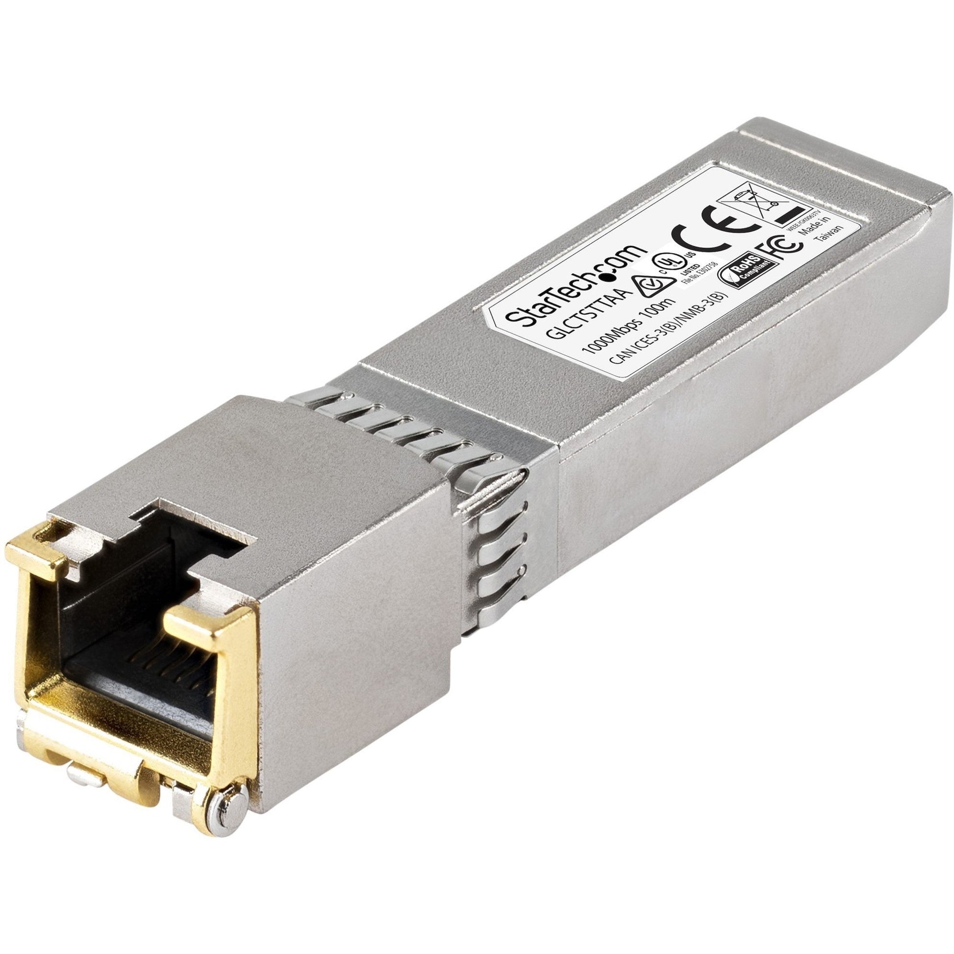 Main Image for StarTech Cisco GLC-T Compatible SFP Module, 1000BASE-T, 1GE Gigabit Ethernet SFP SFP to RJ45 Cat6/Cat5e Transceiver, 100m , TAA