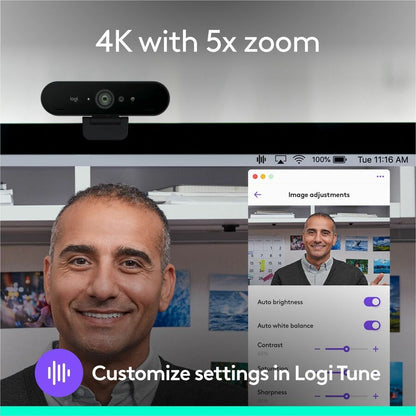 Alternate-Image1 Image for Logitech Brio 4K Webcam for Business, biometrics login with Windows Hello, Works with Microsoft Teams, Zoom, Google Meet, PC/Mac