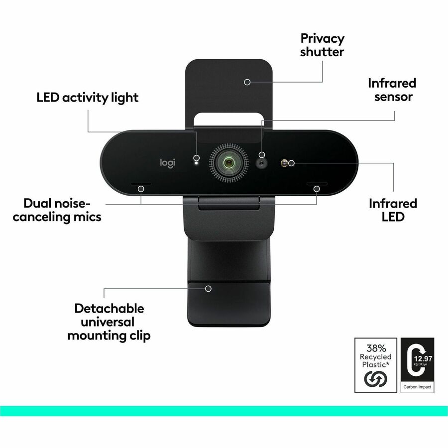 Alternate-Image5 Image for Logitech Brio 4K Webcam for Business, biometrics login with Windows Hello, Works with Microsoft Teams, Zoom, Google Meet, PC/Mac