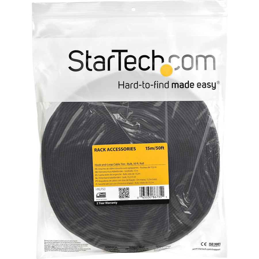 Alternate-Image3 Image for StarTech.com Hook-and-Loop Cable Management Tie - 50 ft. Bulk Roll - Black - Cut-to-Size Cable Wrap / Straps
