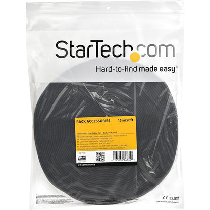 Alternate-Image3 Image for StarTech.com Hook-and-Loop Cable Management Tie - 50 ft. Bulk Roll - Black - Cut-to-Size Cable Wrap / Straps