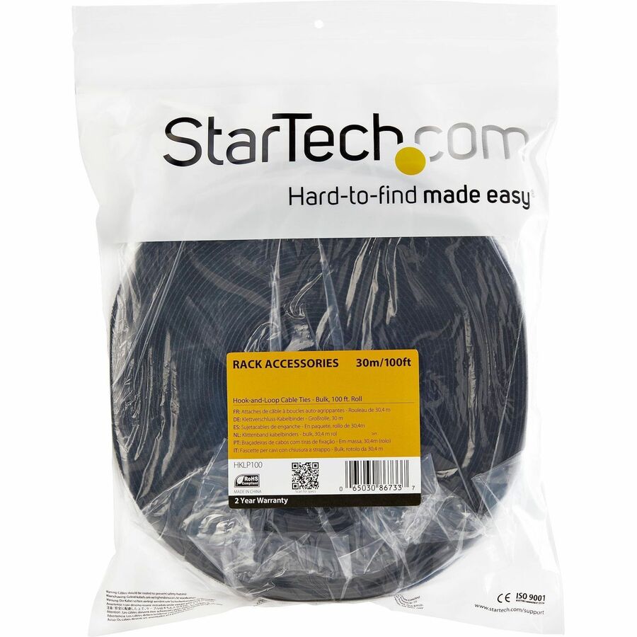 Alternate-Image5 Image for StarTech.com Hook-and-Loop Cable Management Tie - 100 ft. Bulk Roll - Black - Cut-to-Size Cable Wrap / Straps
