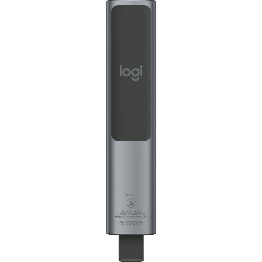 Rear Image for Logitech Spotlight Presentation Remote - Universal Wireless Presentation Clicker with Laser Pointer, Advanced Digital Highlighting, Bluetooth, 30 m Range and Quick Charging, Slate